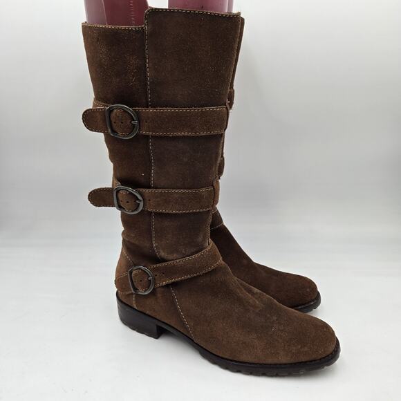 Matisse Womens Size 9 M Brown Suede Leather Stap Buckle Knee High Fashion Boots - Picture 1 of 9